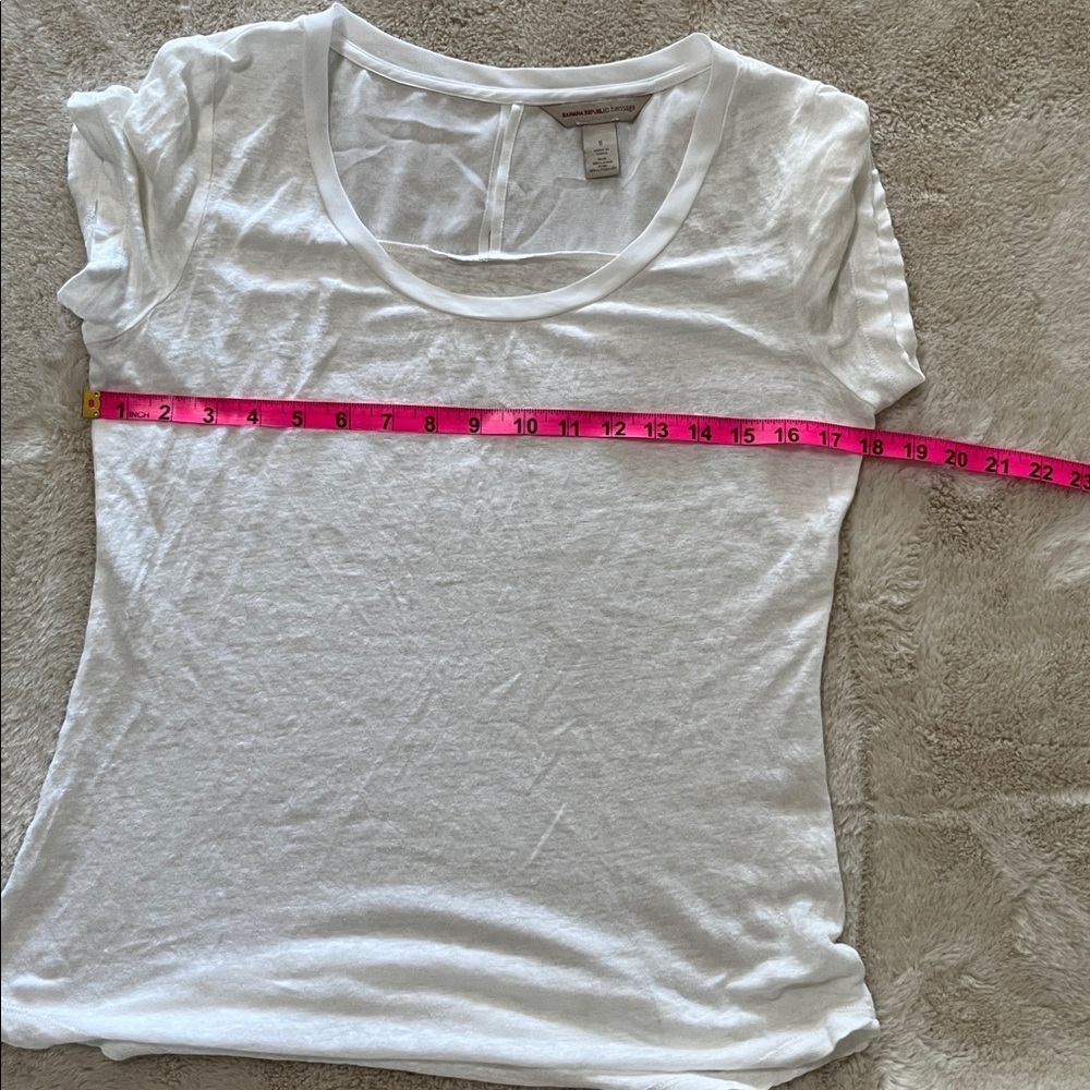 Banana Republic Linen White Short Sleeve Tee - Picture 4 of 6